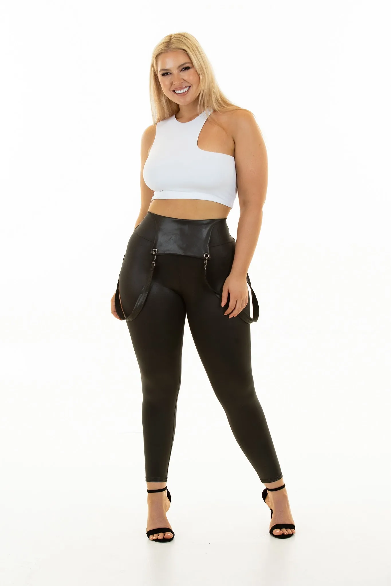 Leather Look Overall - Body Shaping Legging