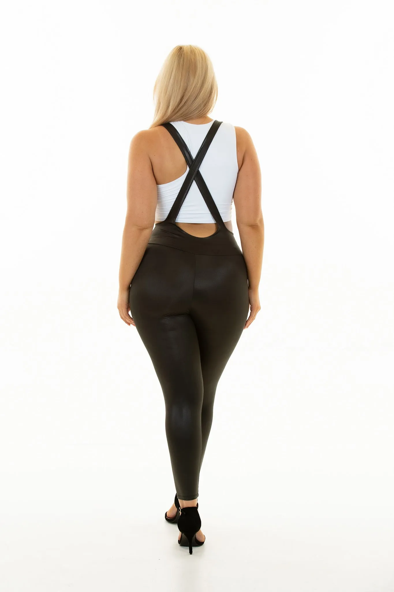 Leather Look Overall - Body Shaping Legging