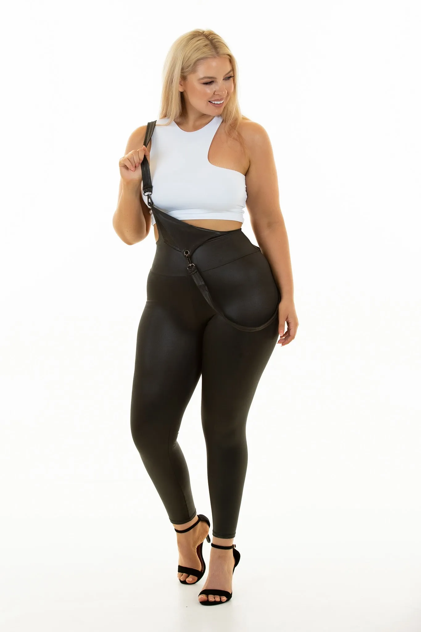 Leather Look Overall - Body Shaping Legging