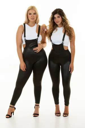 Leather Look Overall - Body Shaping Legging