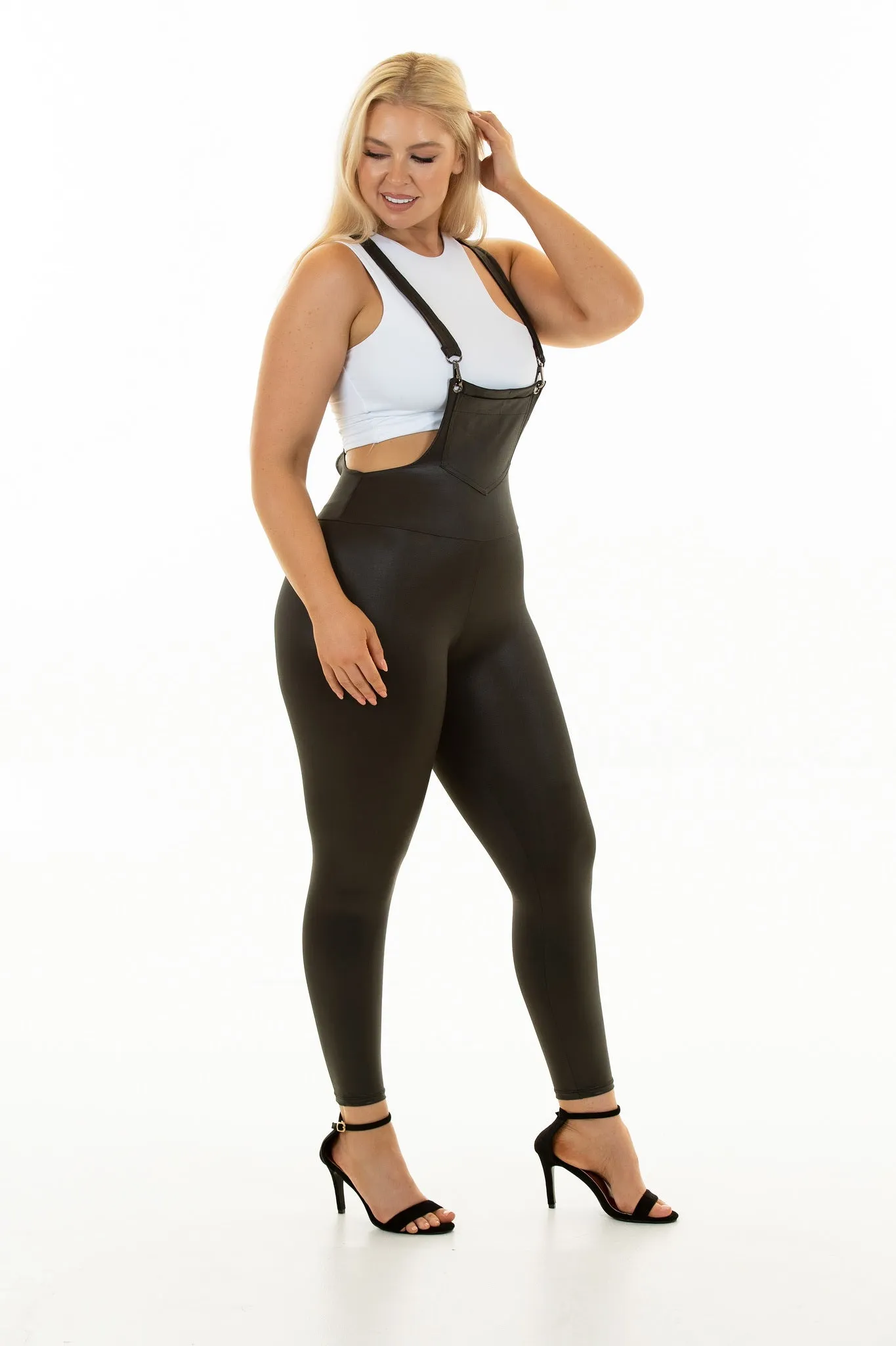 Leather Look Overall - Body Shaping Legging