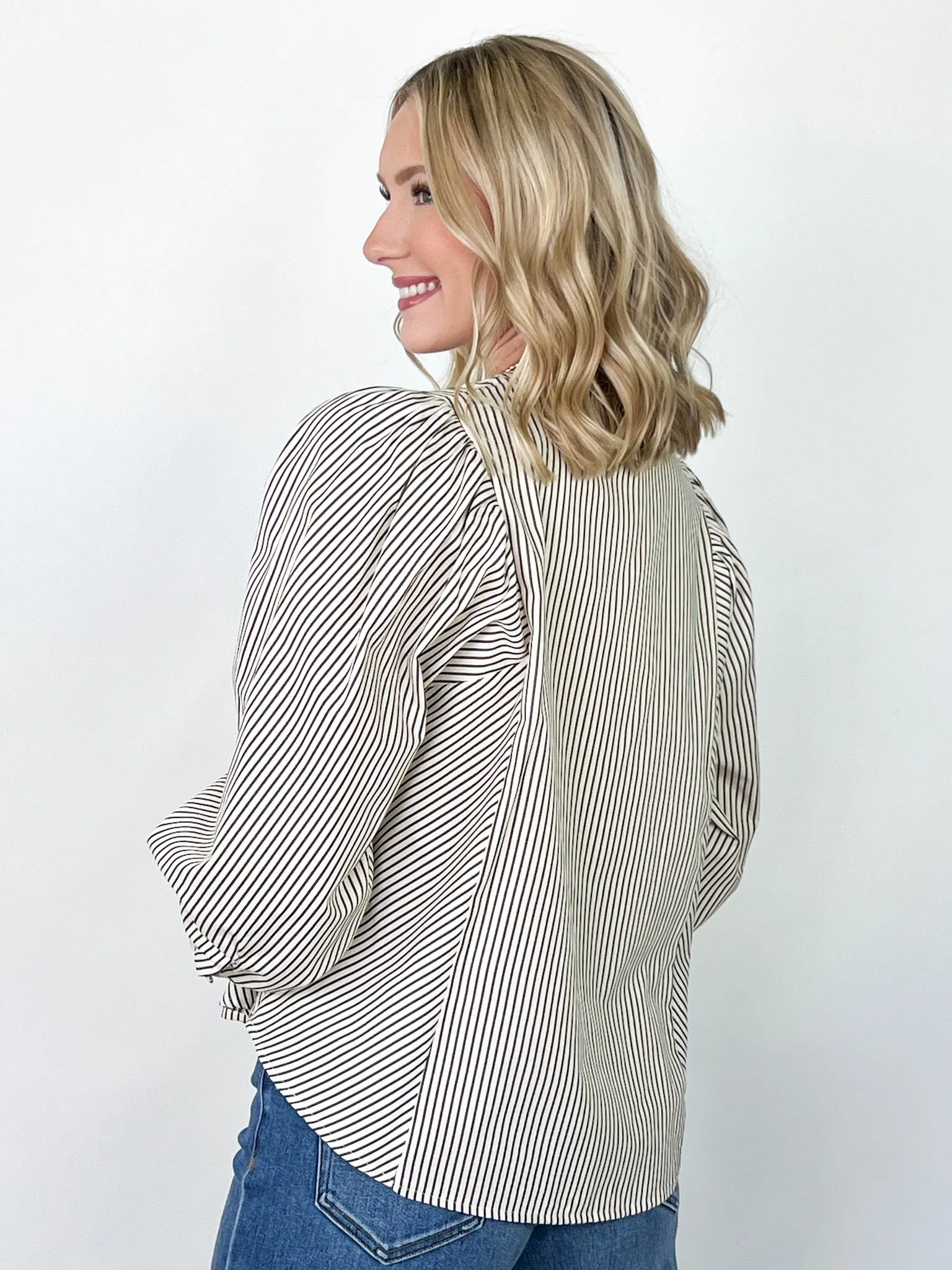Lennon - Striped Button Down Top