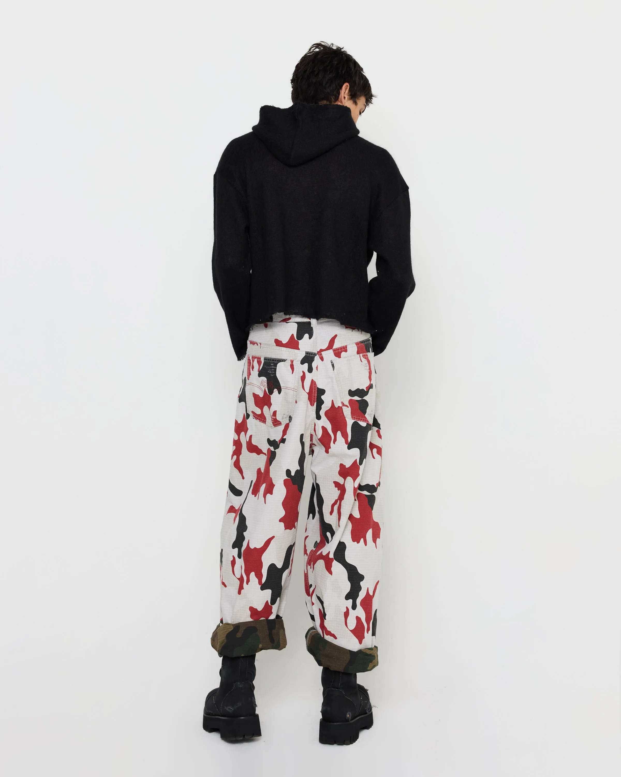 Light Mohair Layering Hoodie in Black