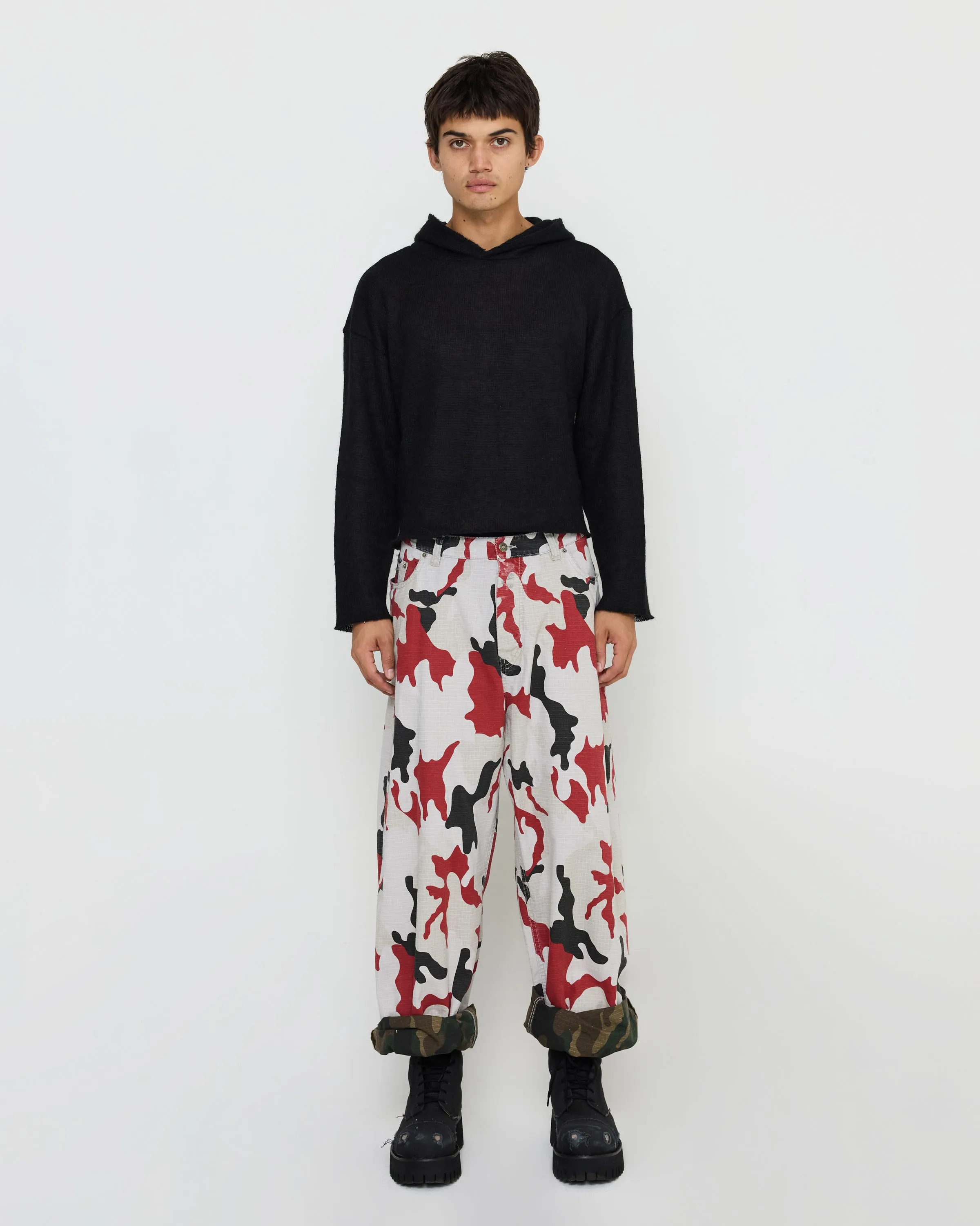 Light Mohair Layering Hoodie in Black