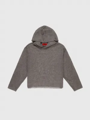 Light Mohair Layering Hoodie in Silver