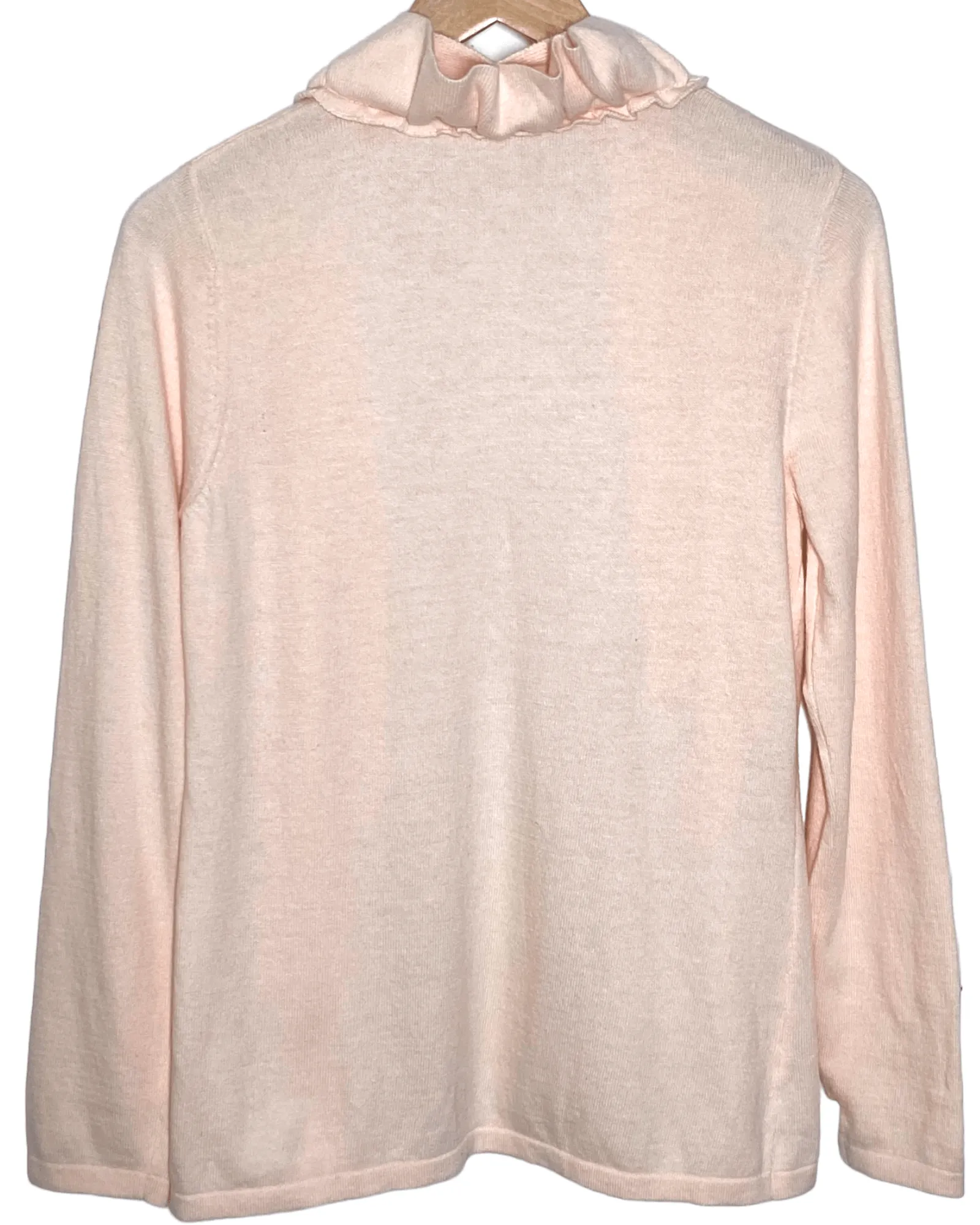 Light Spring Peach Bloom Cashmere Ruffle Cardigan