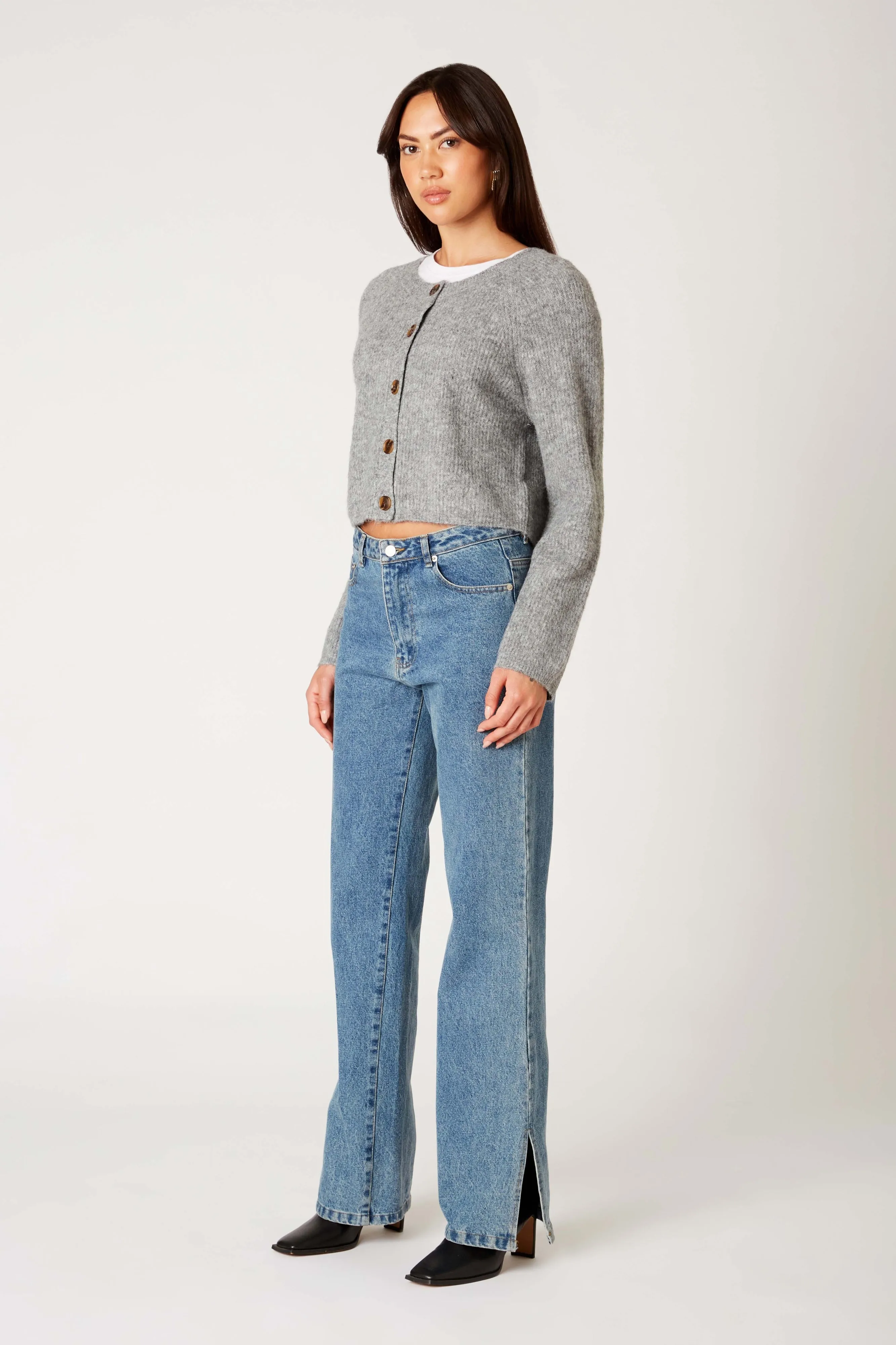 Lisa Cropped Cardigan | Heather Grey