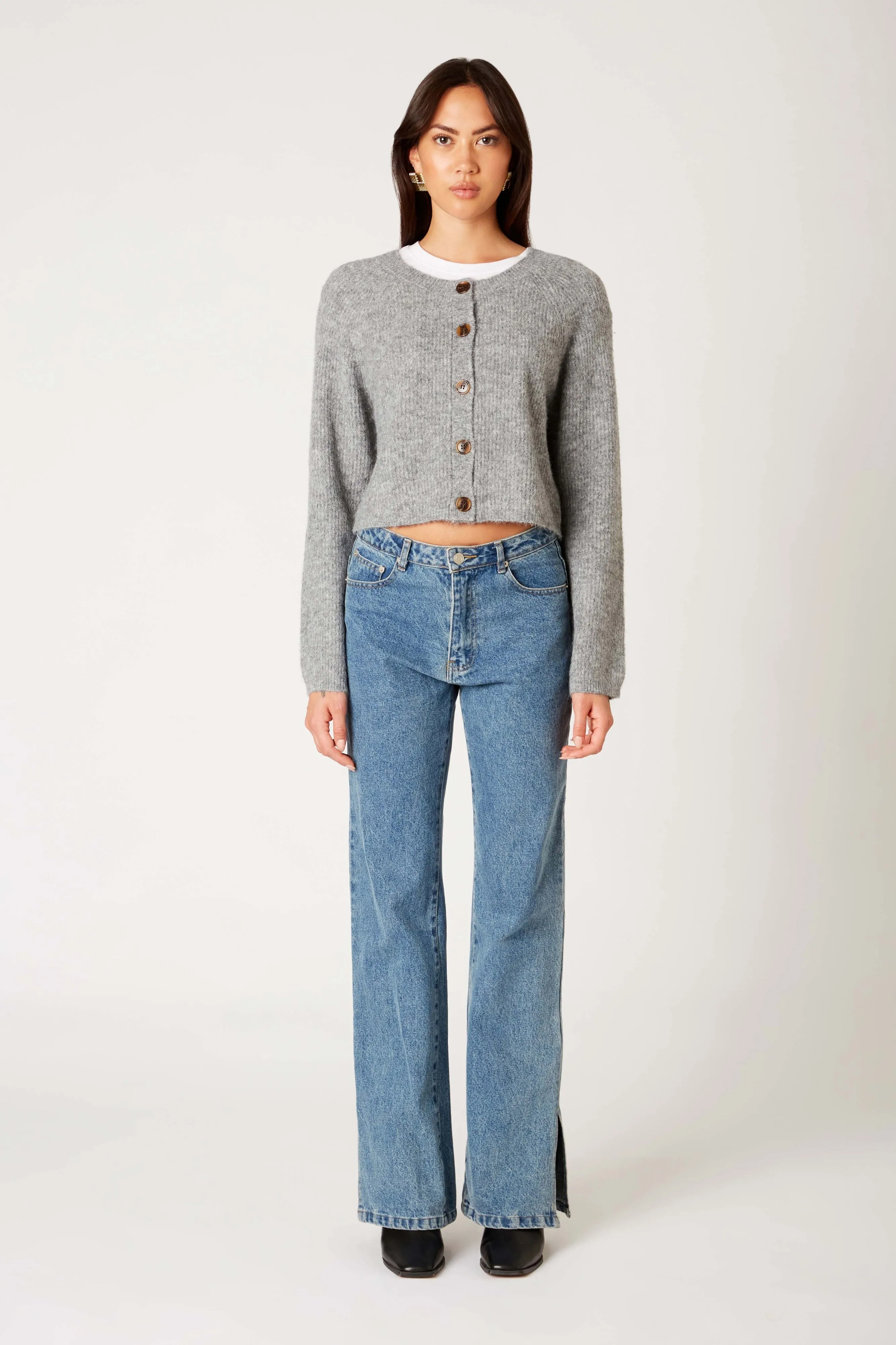 Lisa Cropped Cardigan | Heather Grey