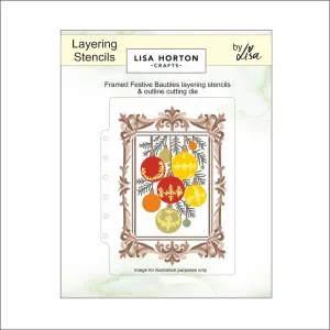 Lisa Horton Crafts Layering Stencils And Die Framed Festive Baubles