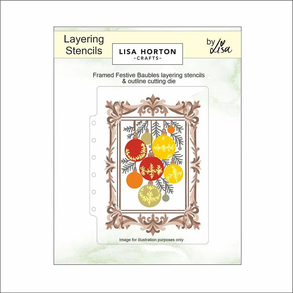 Lisa Horton Crafts Layering Stencils And Die Framed Festive Baubles