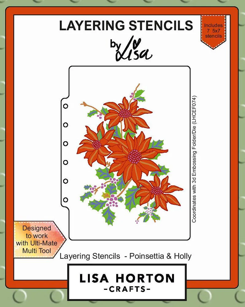 Lisa Horton Crafts Layering Stencils Poinsettia And Holly