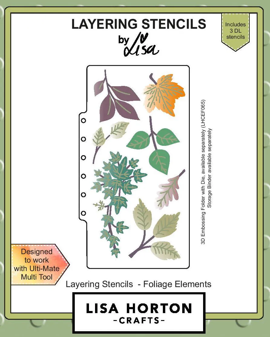 Lisa Horton Crafts Slimline Layering Stencils - Foliage Elements