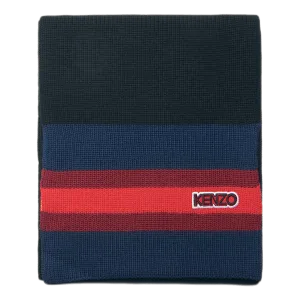 Logo Patch Knitted Scarf Black