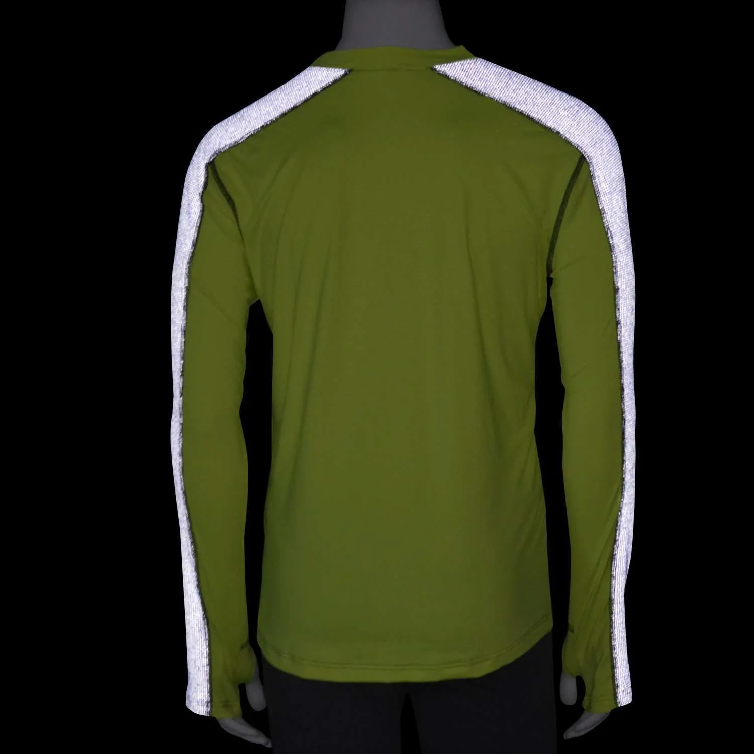 Long Sleeve Reflective Men's Warm Up Tee in Flo Lime/Black