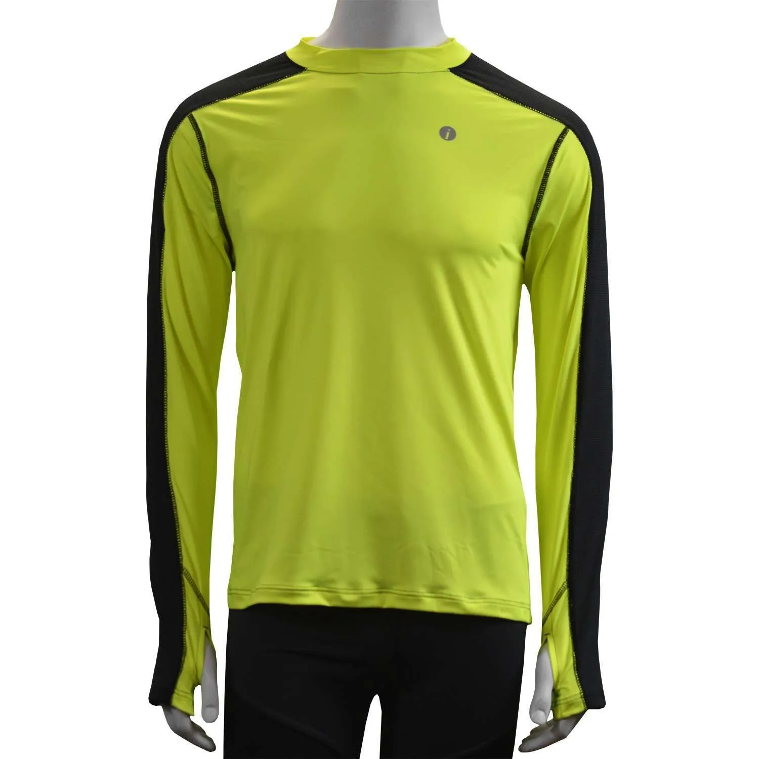 Long Sleeve Reflective Men's Warm Up Tee in Flo Lime/Black