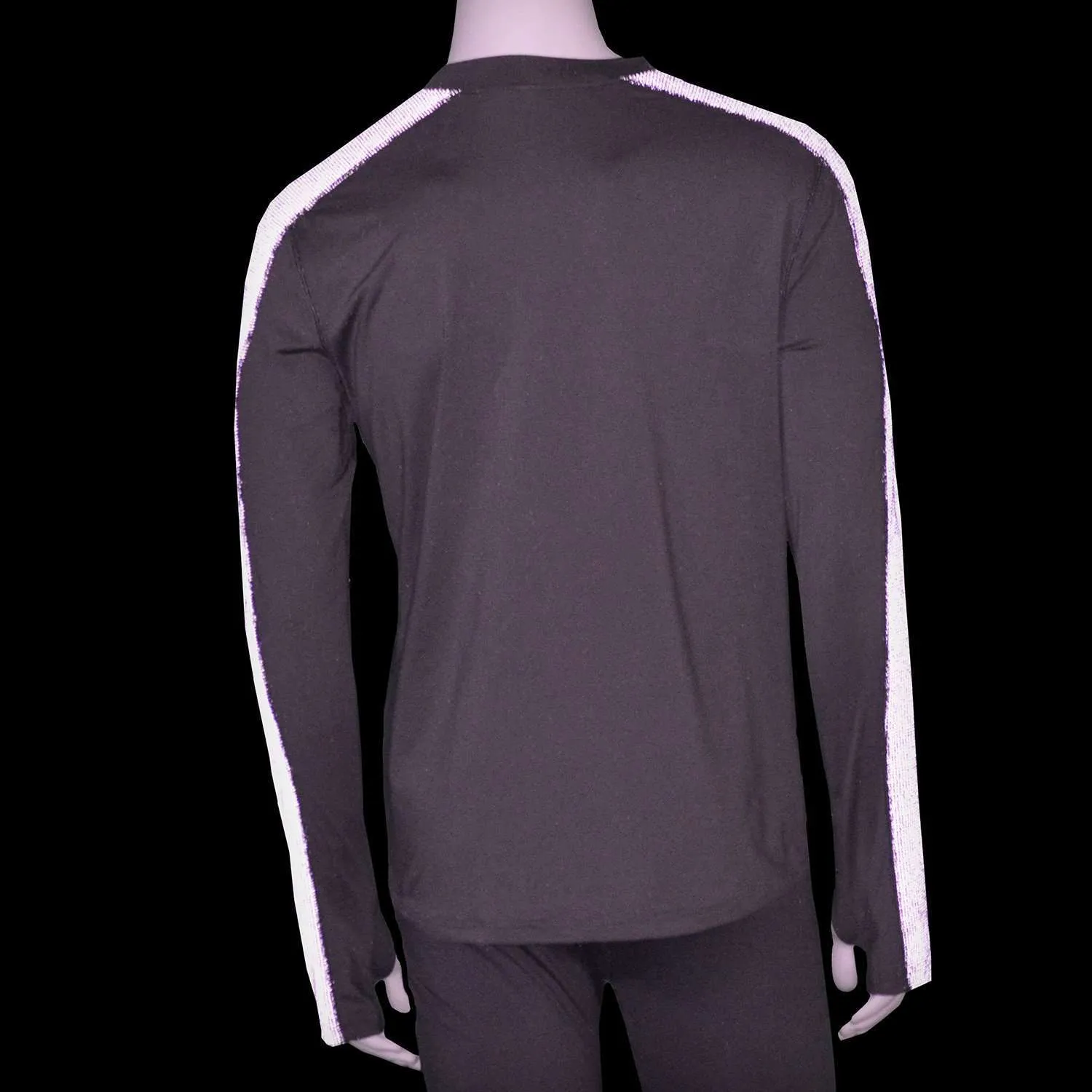 Long Sleeve Reflective Men's Warm Up Tee in Graphite/Black
