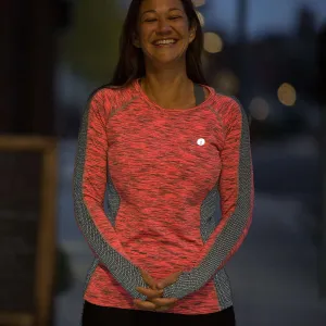 Long Sleeve Reflective Women's Piper Tee in Afterglow/Graphite