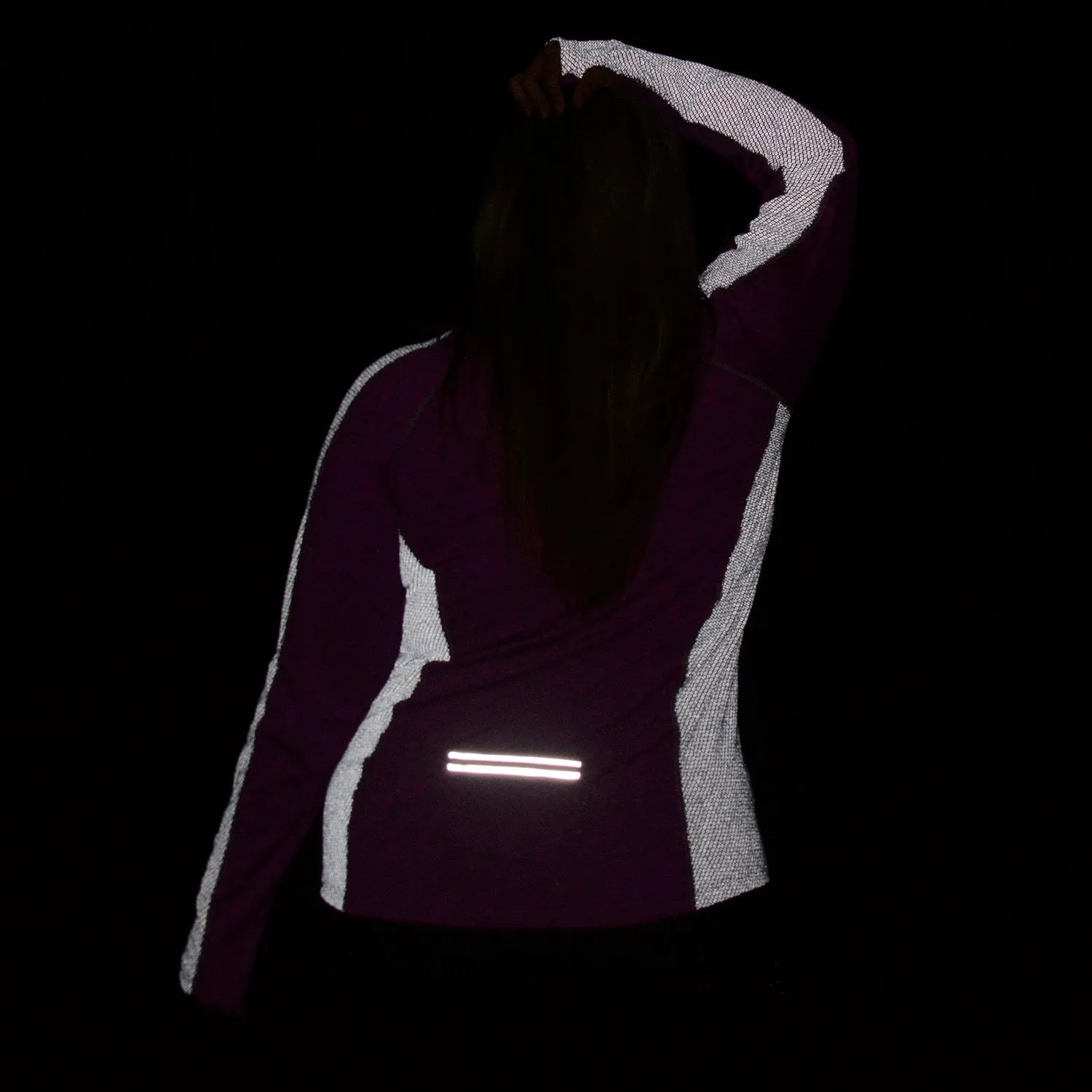 Long Sleeve Reflective Women's Piper Tee in Cosmo/White