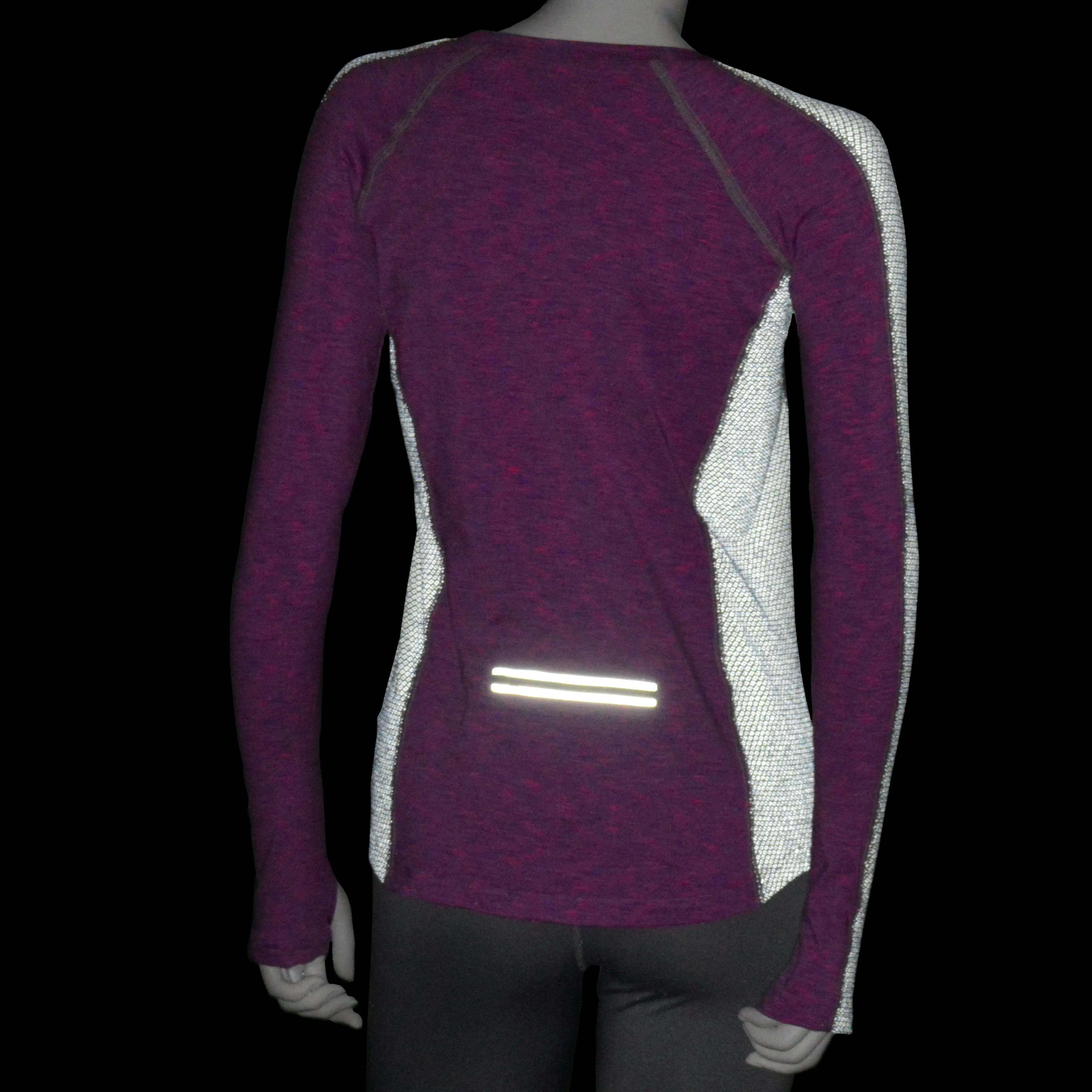 Long Sleeve Reflective Women's Piper Tee in Cosmo/White
