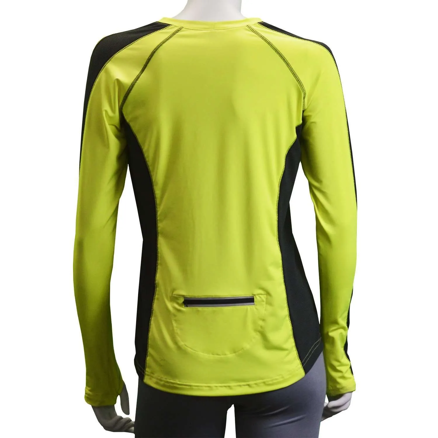 Long Sleeve Reflective Women's Piper Tee in Flo Lime / Black