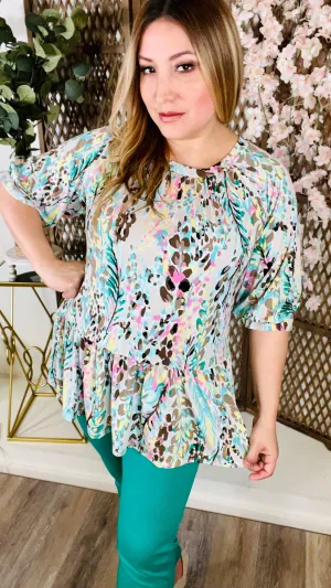 Loose Fit Floral Top: Pastel