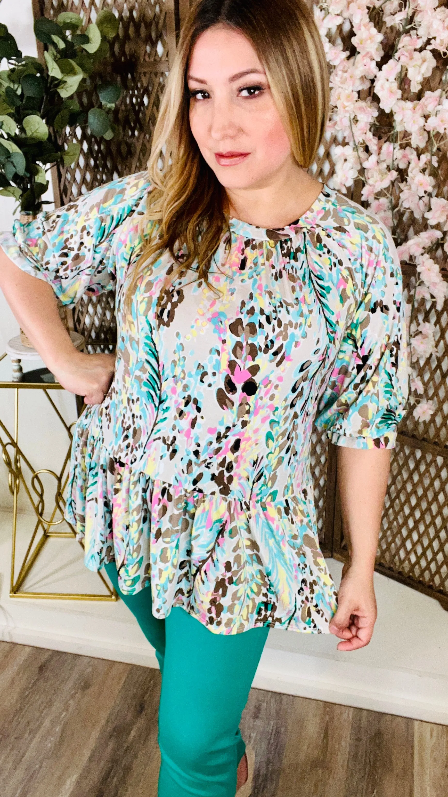 Loose Fit Floral Top: Pastel