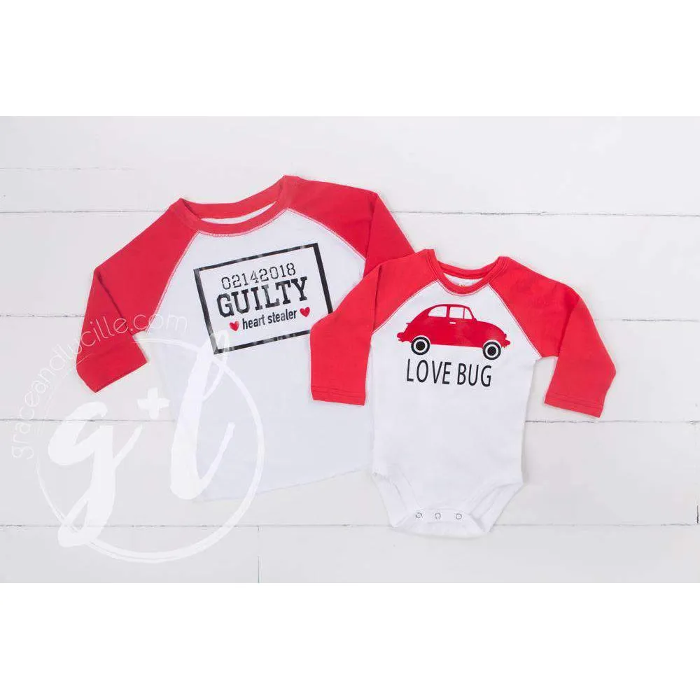 Love Bug Boys Valentines Raglan Sleeve Shirt or Onesie