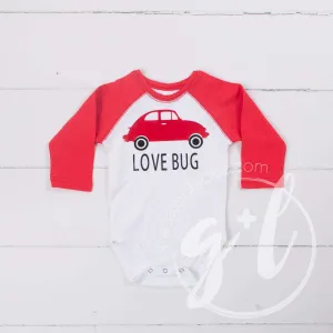 Love Bug Boys Valentines Raglan Sleeve Shirt or Onesie