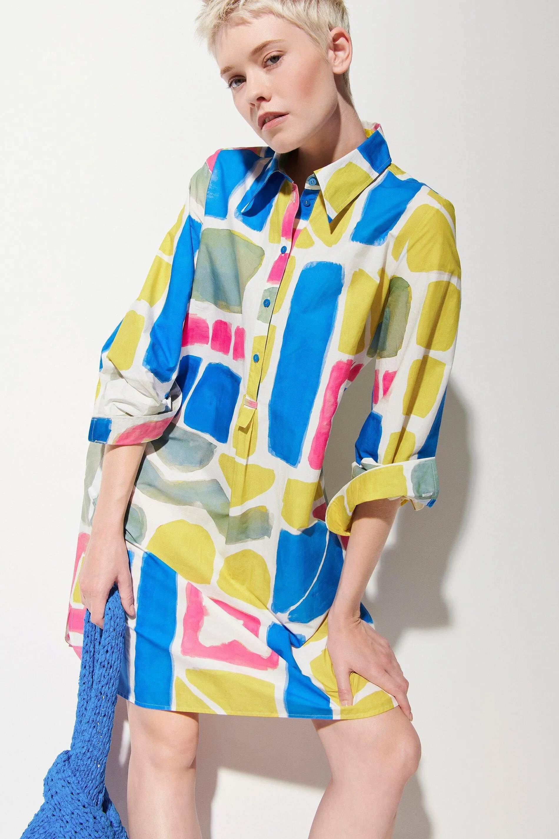 Luisa Cerano Graphic Cotton Shirt Dress