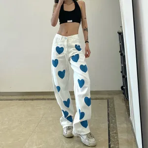 Luna Women's Denim Heart Print
