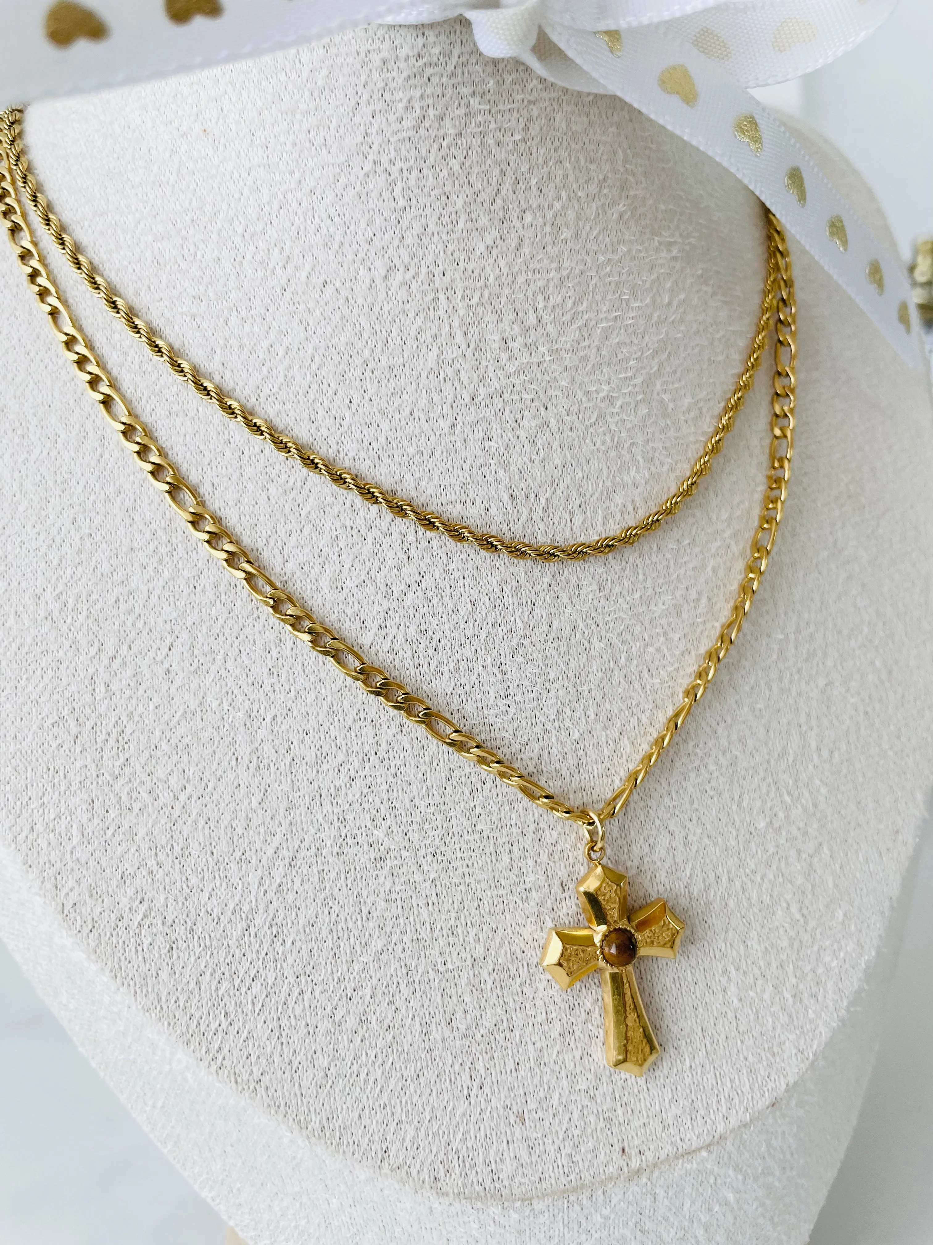 Malena, 2 Layering Necklace, Gold Stainless Steel