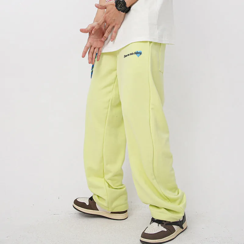 Man Fall Outfits Cargo Pants Autumn and Winter Solid Color Ribbon Straight Casual Pants Overalls Ankle-Tied Trousers