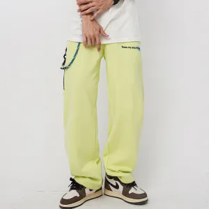 Man Fall Outfits Cargo Pants Autumn and Winter Solid Color Ribbon Straight Casual Pants Overalls Ankle-Tied Trousers