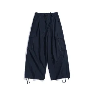 Man Fall Outfits Cargo Pants Straight Cargo Pants Men's Retro Loose Wide Leg Leisure Drawstring Ankle-Tied Trousers