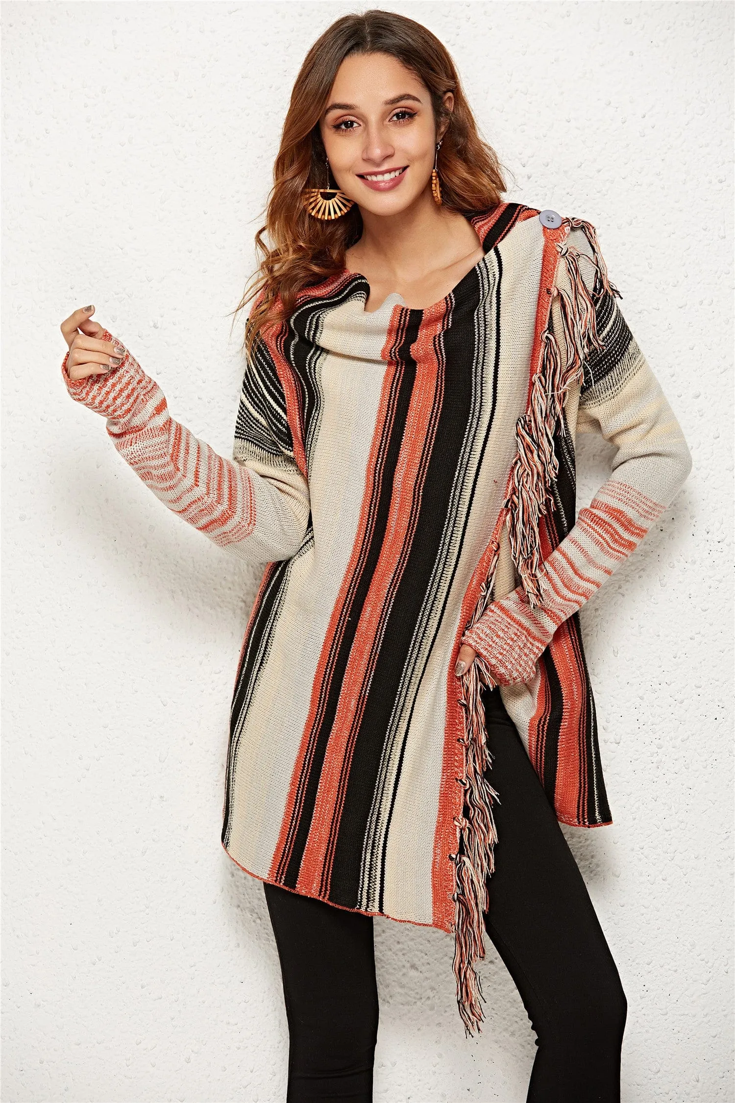 Manon Striped Tassel Hem Cardigan