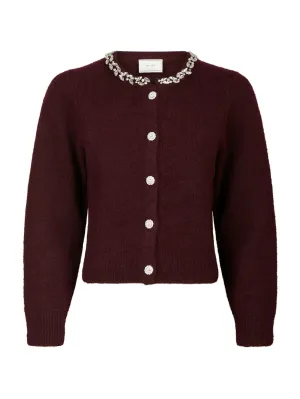 Marie Stone Knit Cardigan - Wine