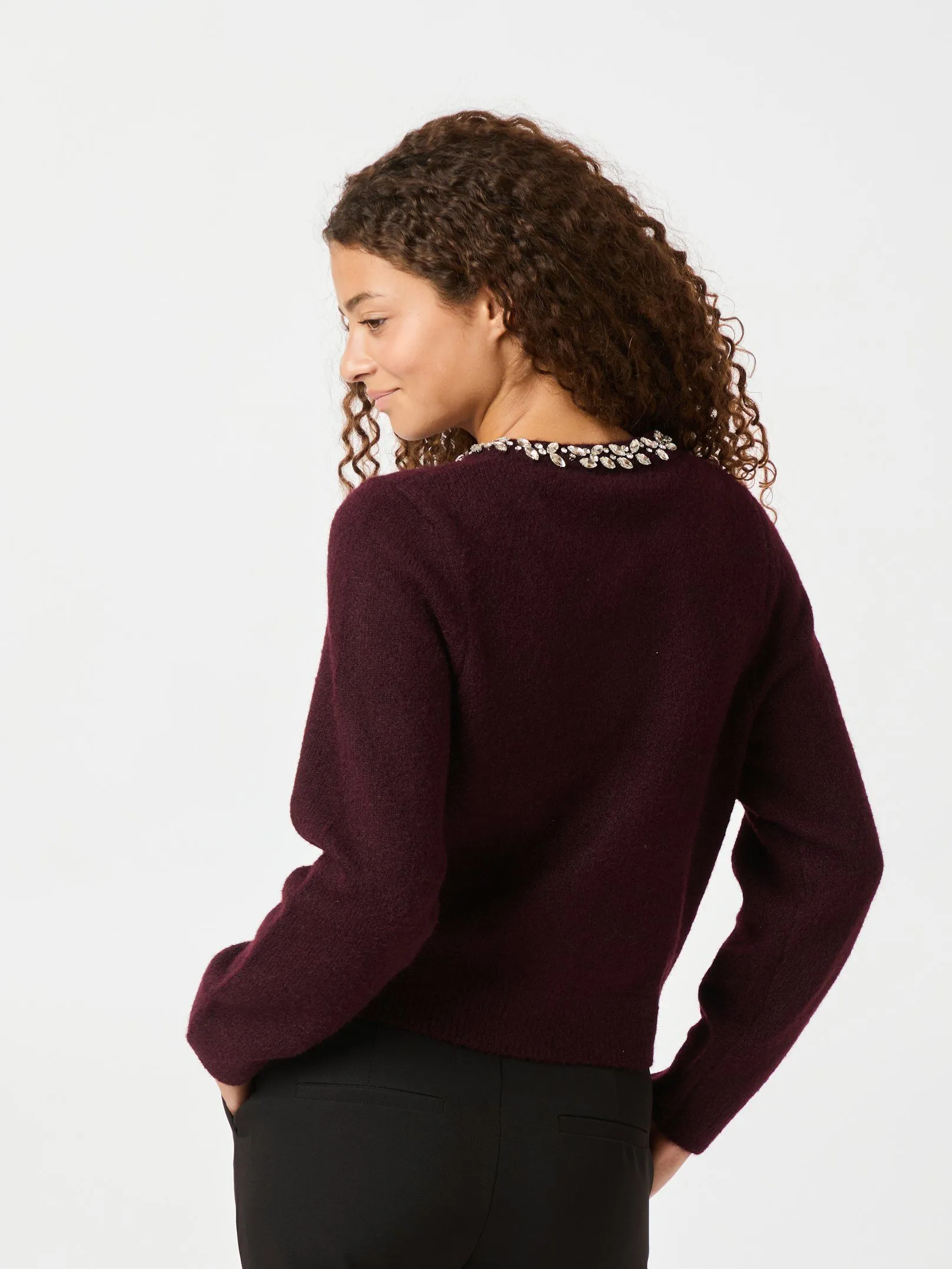 Marie Stone Knit Cardigan - Wine