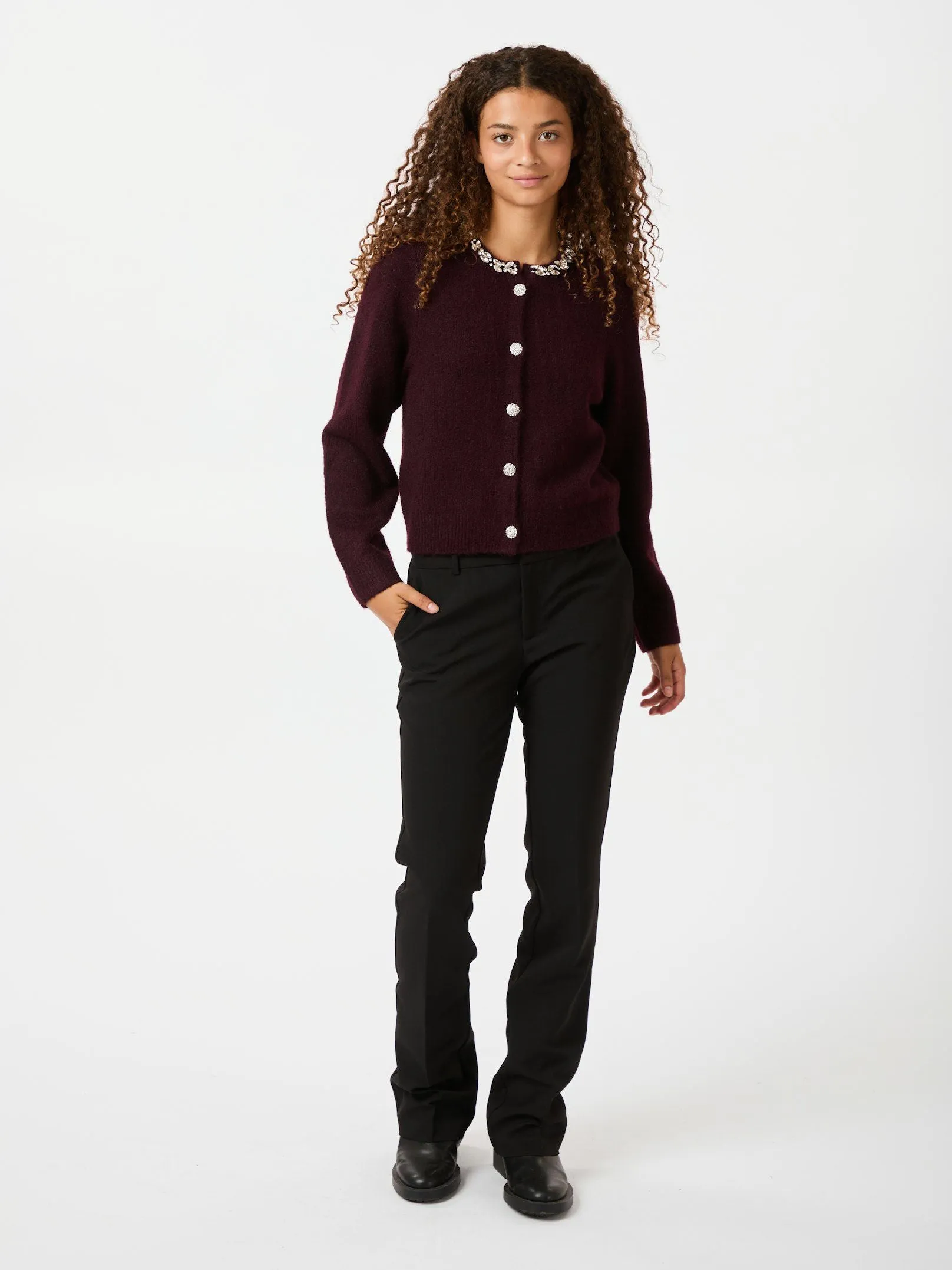 Marie Stone Knit Cardigan - Wine