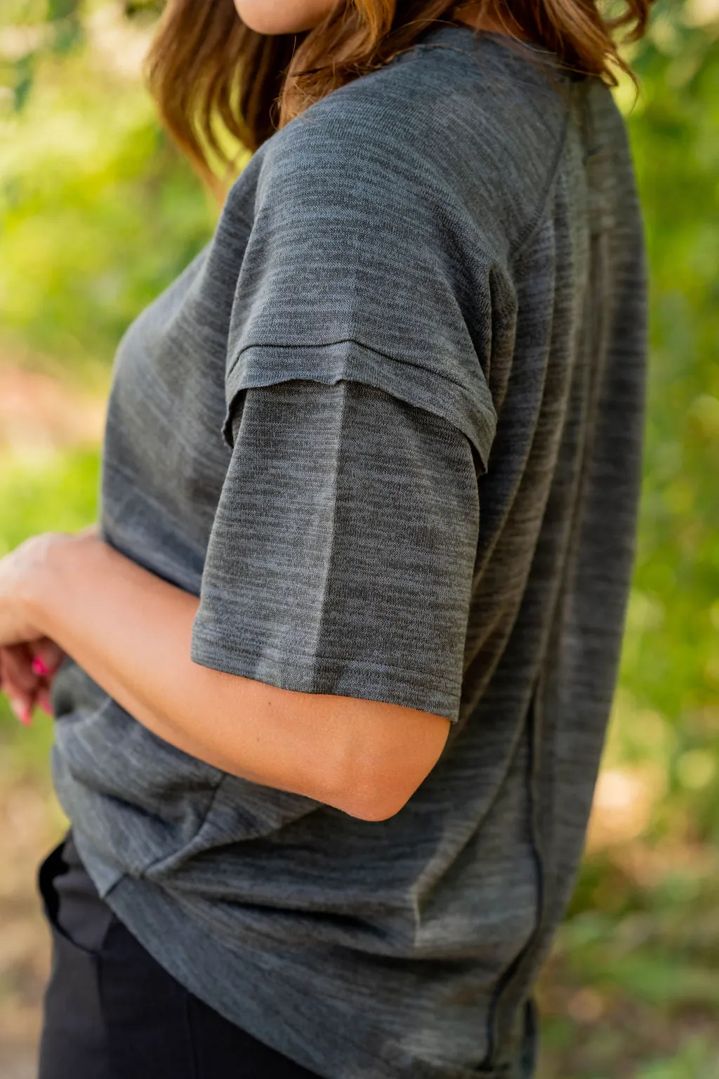 Marled Raw Stitched Tee