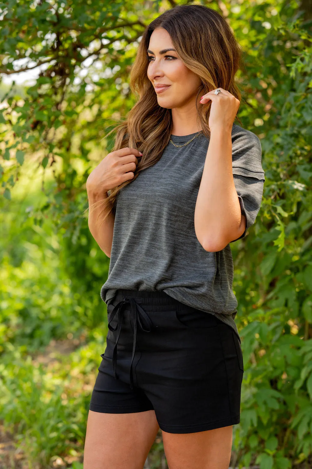 Marled Raw Stitched Tee