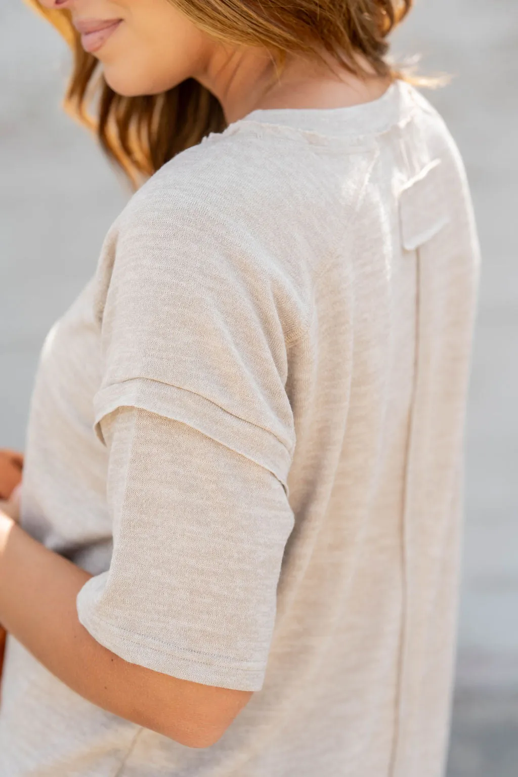 Marled Raw Stitched Tee