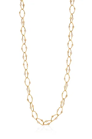 Marquise Shaped Brilliant Rustic Diamond Link Necklace
