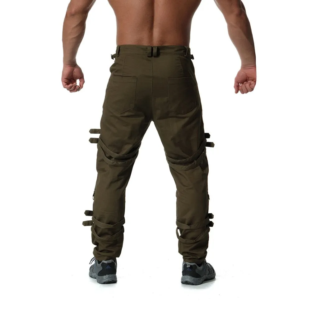 Men's Cargo Pants With Chains And Fake Zippers
