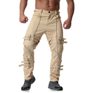 Men's Cargo Pants With Chains And Fake Zippers