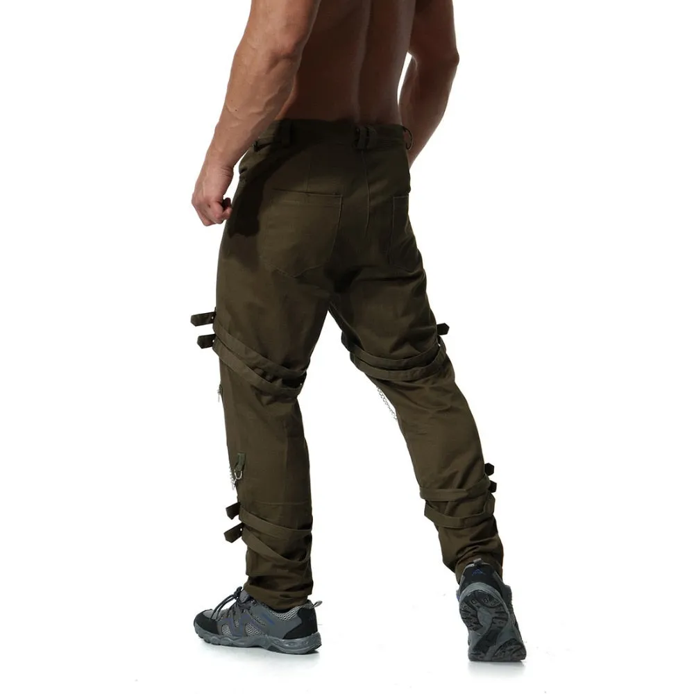 Men's Cargo Pants With Chains And Fake Zippers