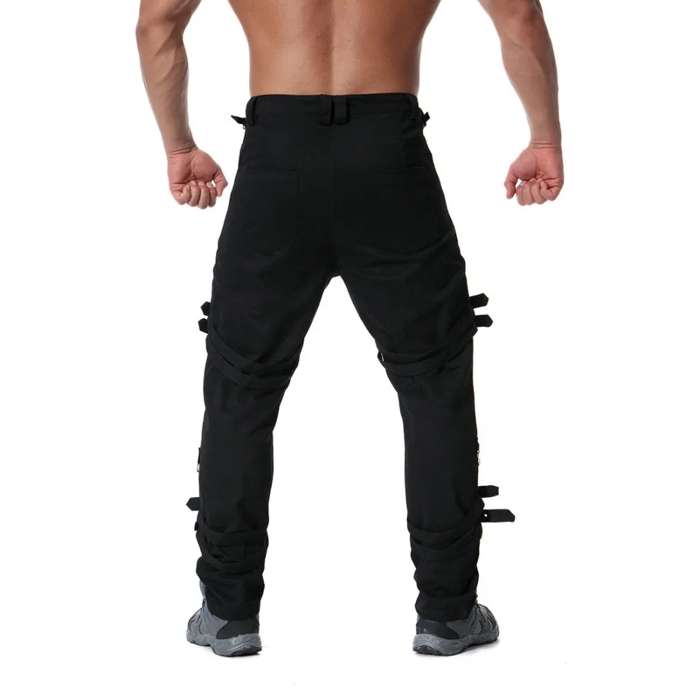 Men's Cargo Pants With Chains And Fake Zippers