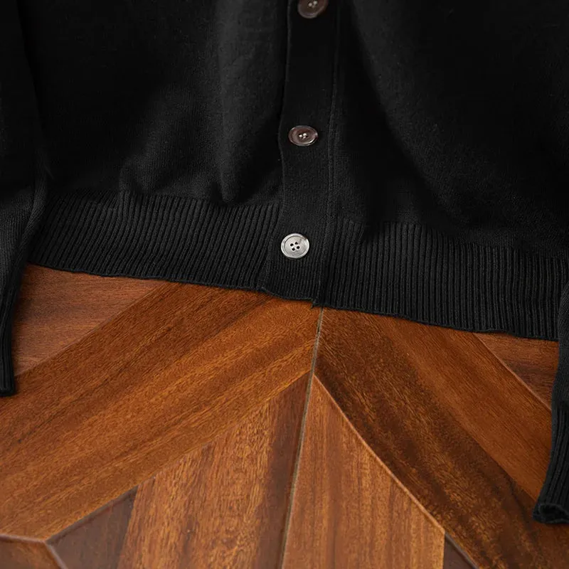 Mens Cashmere Solid Colour Basic V Neck Single Breasted Loose Fitting Knitted Cardigan