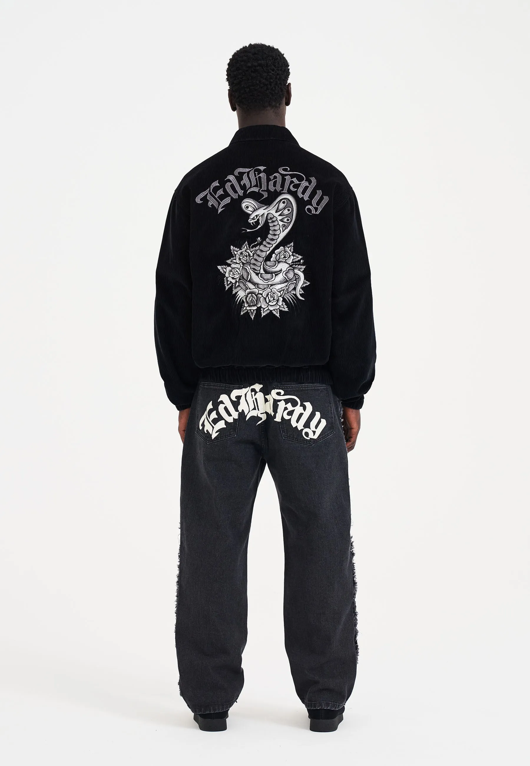 Mens Snake Goth Corduroy Jacket - Black