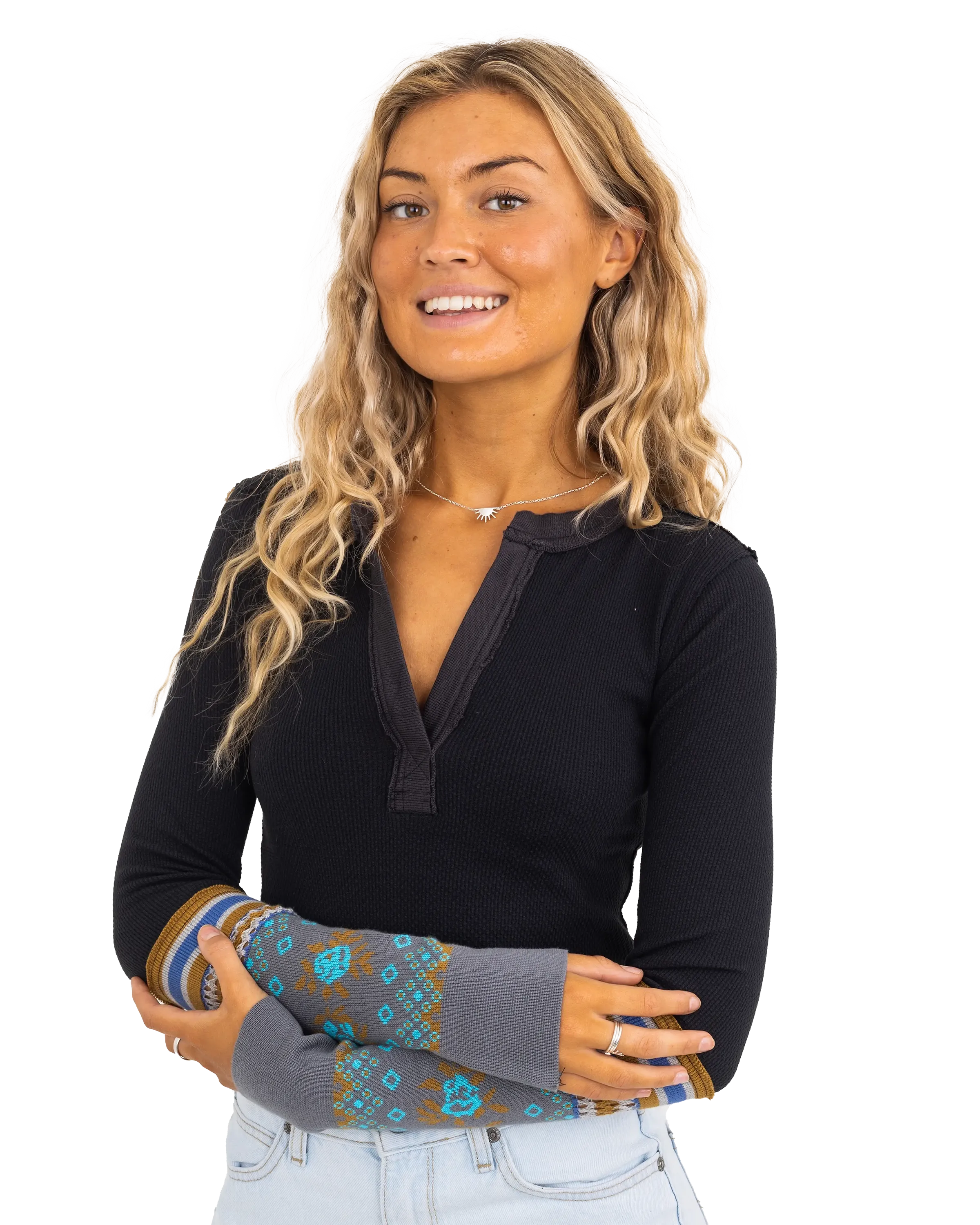 Mikah Layering Cuff Top in Black Combo