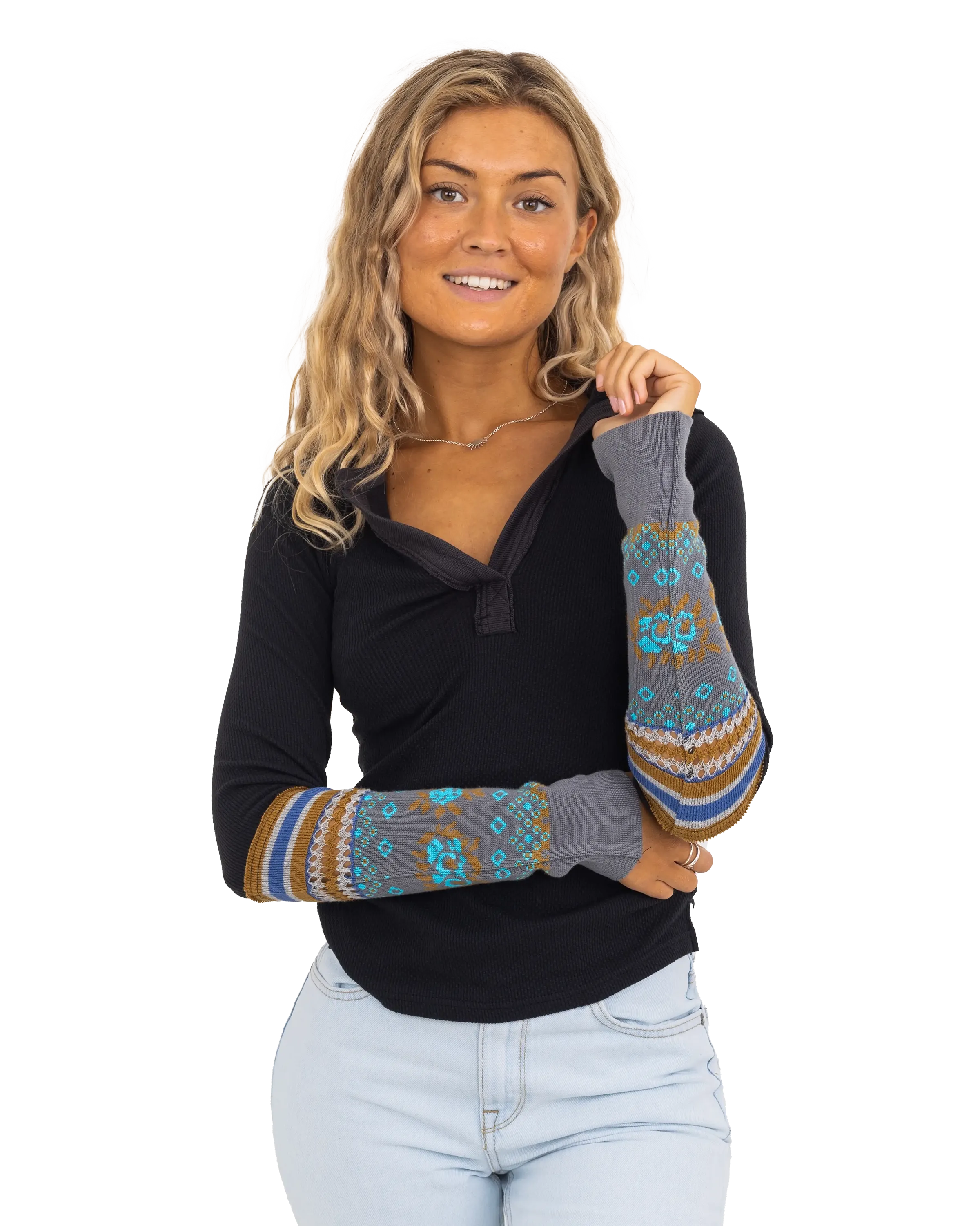 Mikah Layering Cuff Top in Black Combo